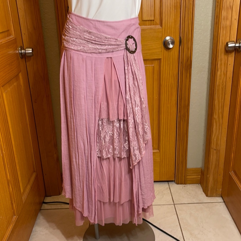 NWT Pretty Angel Linen Lace Long Skirt
